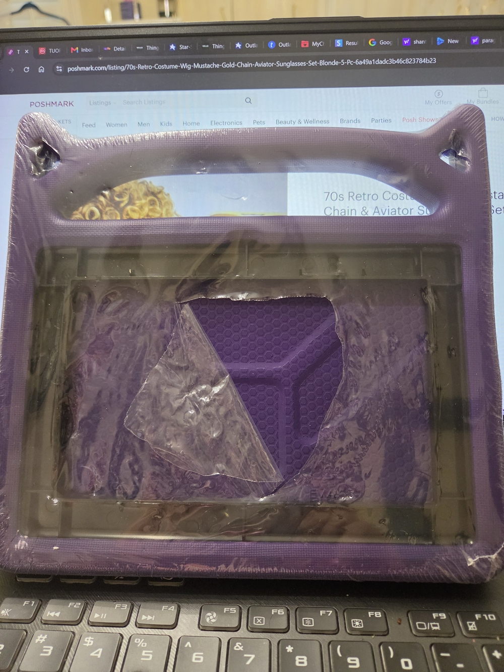 New Riaour Kids Purple Tablet Case with Built-in Light Handles Shockproof